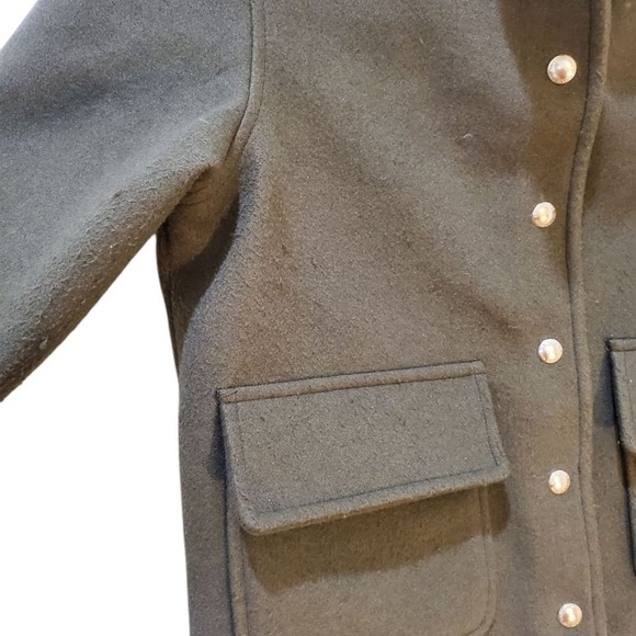 Sam Edelman Olive Green Wool Blend Cropped Jacket Gold Button Detail - Picture 8 of 8